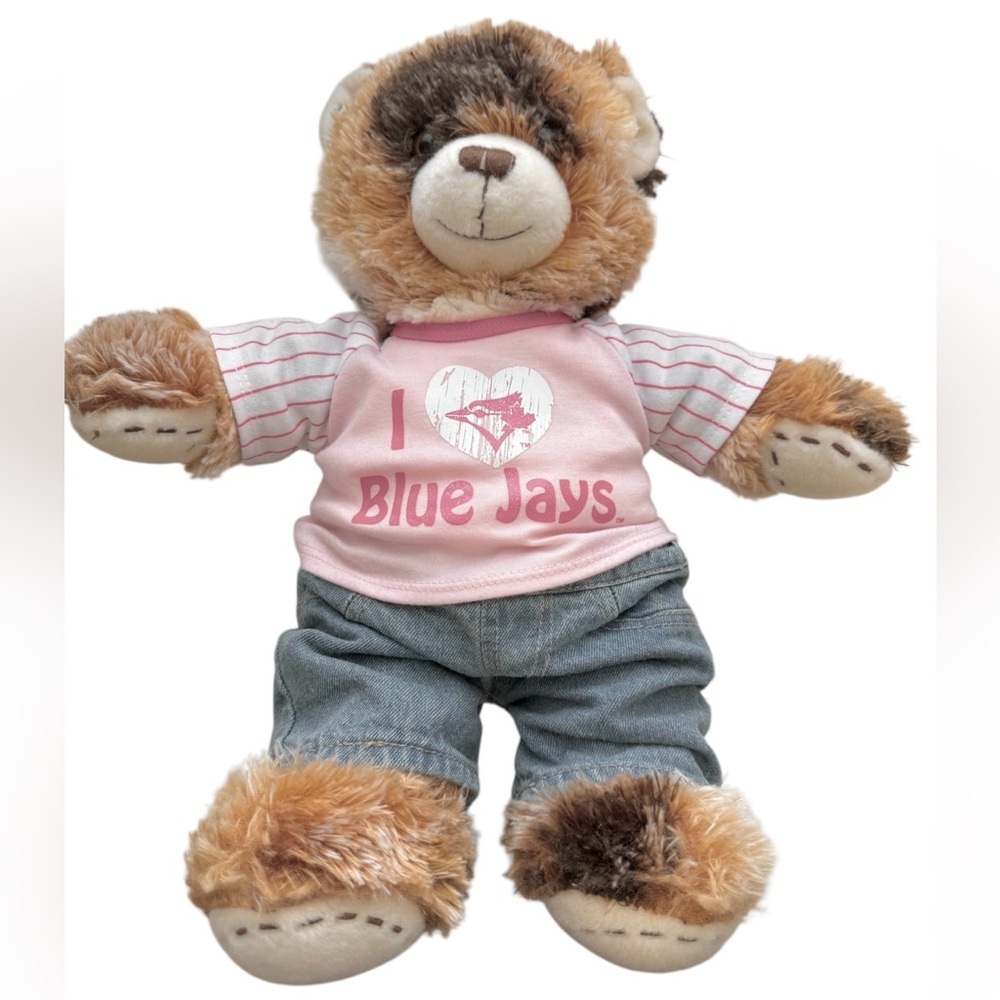 Build-A-Bear Brown Teddy with Pink “I love Blue Jays” Shirt and Blue Jeans